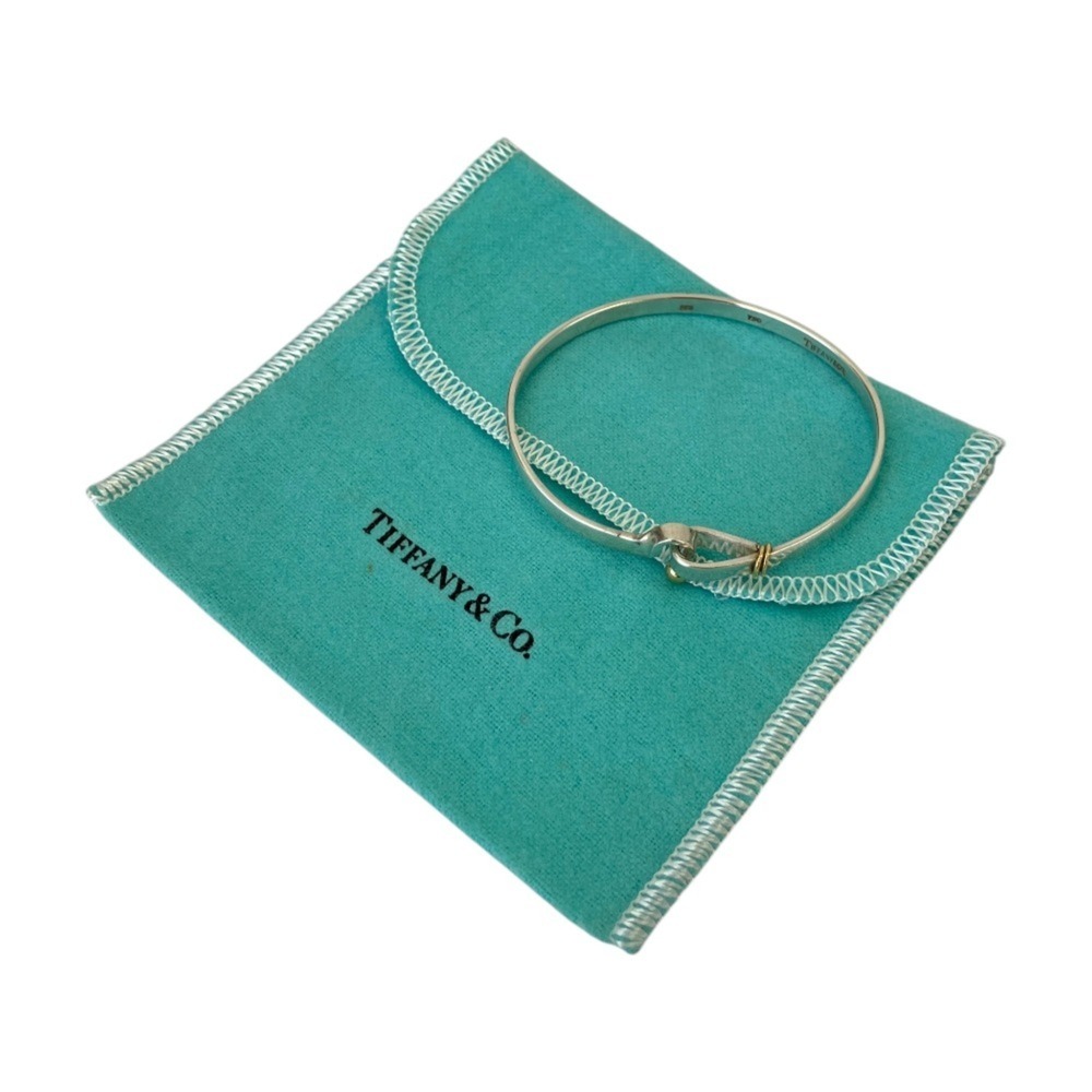 TIFFANY & Co. Tiffany 925 750 Combination Hook Eye Bangle Bracelet Silver Wom... - Picture 5 of 6